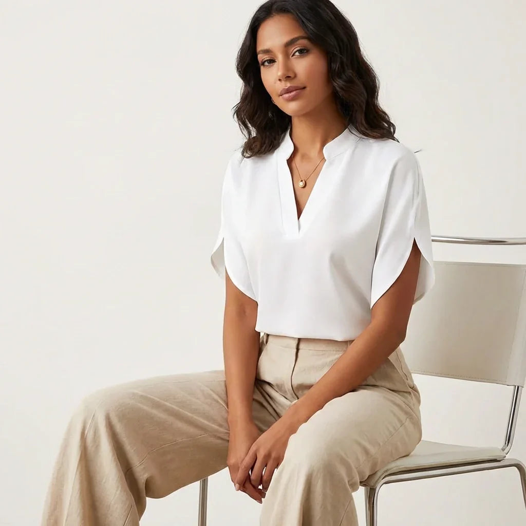 Linnea | Women's Summer Blouse | V-Neck, Short Sleeve | Casual Lightweight