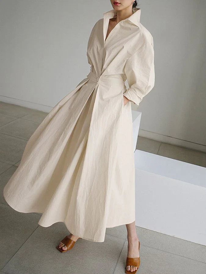 Shirt Dress Women Pleated Belt Lightweight | Quinn