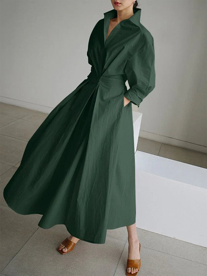 Shirt Dress Women Pleated Belt Lightweight | Quinn