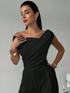 Honor | Women's Draped Shoulder Top | Cross Detail, Stretch