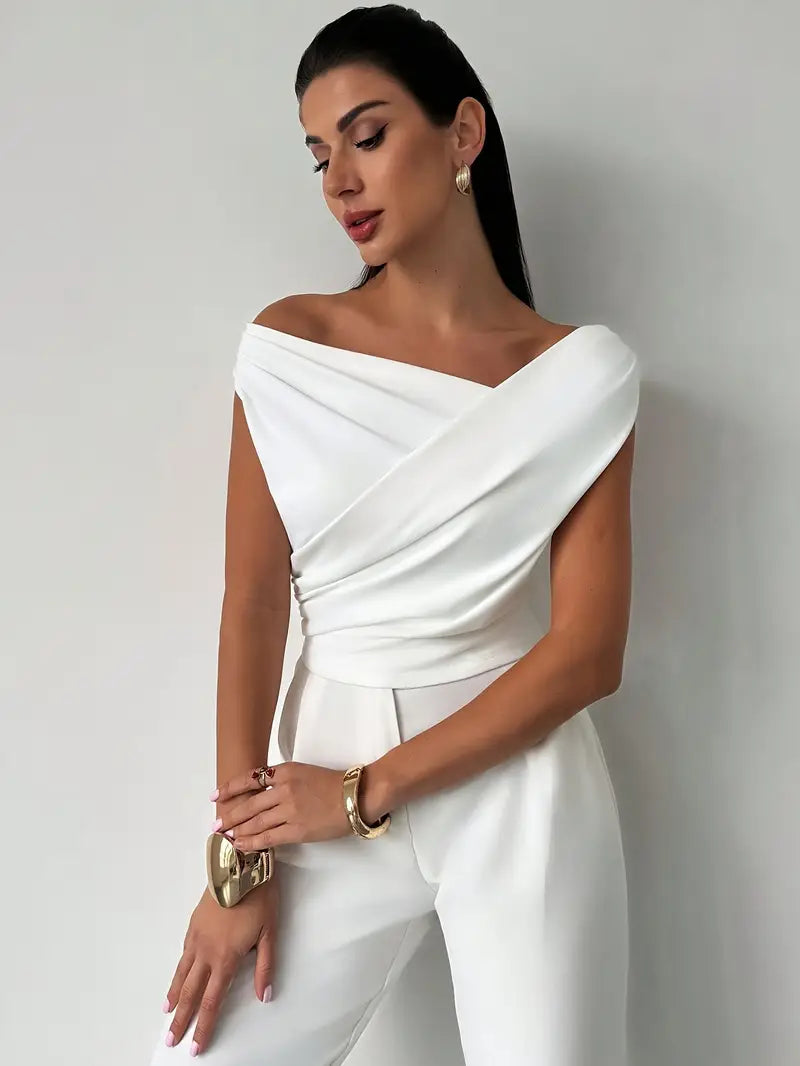 Honor | Women's Draped Shoulder Top | Cross Detail, Stretch