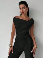 Honor | Women's Draped Shoulder Top | Cross Detail, Stretch