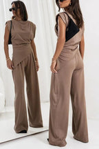 Delphine | Two-Piece Set Women | Draped Top & Wide-Leg Pants | Relaxed Fit