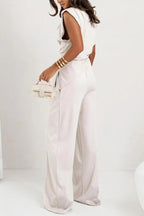 Delphine | Two-Piece Set Women | Draped Top & Wide-Leg Pants | Relaxed Fit
