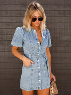 Ivy | Denim Mini Dress | Women's Casual, Short Sleeve | Blue