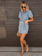 Ivy | Denim Mini Dress | Women's Casual, Short Sleeve | Blue