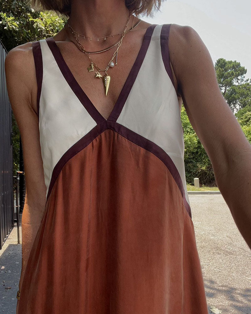 Anouk | Maxi Dress | V-Neck, Bold Contrast | Women's Casual & Evening
