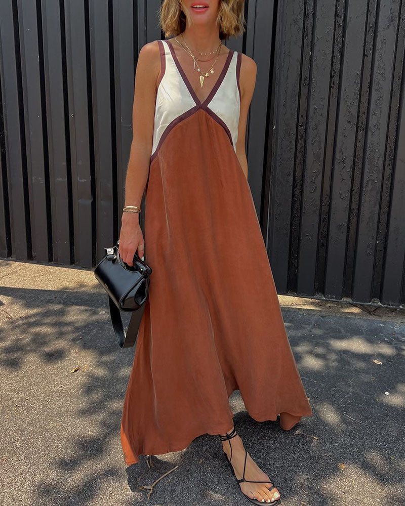 Anouk | Maxi Dress | V-Neck, Bold Contrast | Women's Casual & Evening