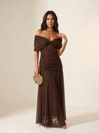 Rosalind | Pleated Maxi Evening Dress | Strapless, Short Sleeve | S–3XL