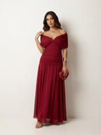Rosalind | Pleated Maxi Evening Dress | Strapless, Short Sleeve | S–3XL