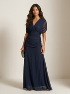 Rosalind | Pleated Maxi Evening Dress | Strapless, Short Sleeve | S–3XL