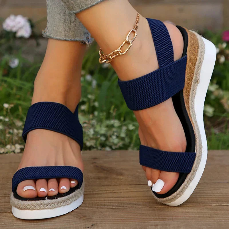 Women Platform Sandals Elastic Straps