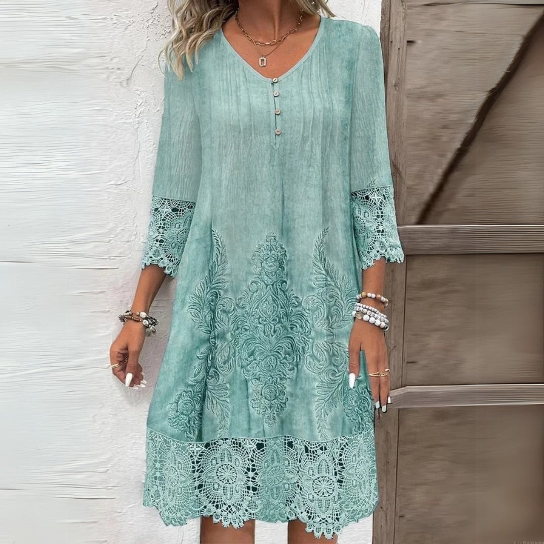 Anneke | Midi Dress | Embroidered, Breathable Fabric | Figure-Skimming Fit