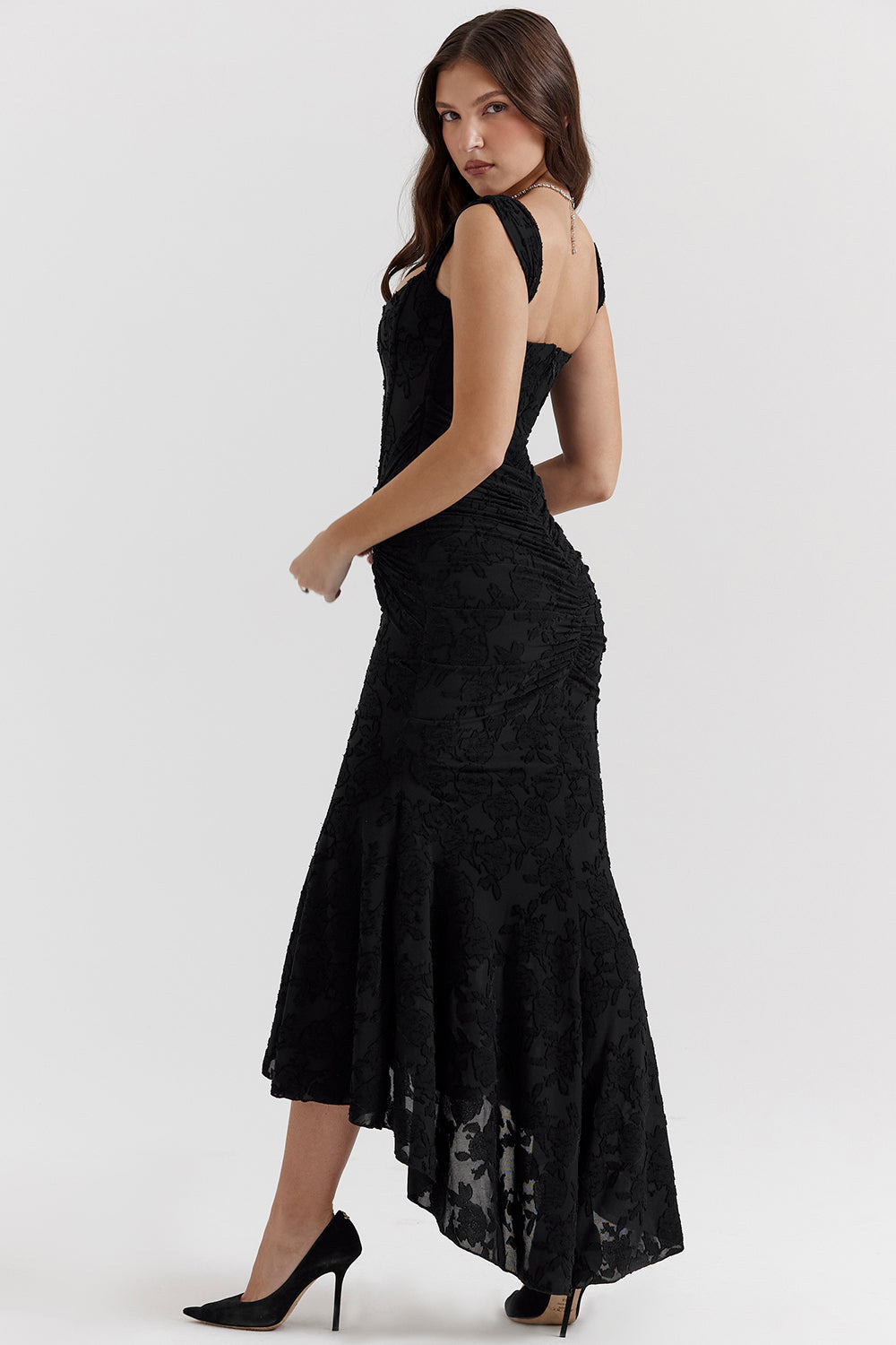 Lace Dress Women Evening Cotton Blend Knee Length Round Neck