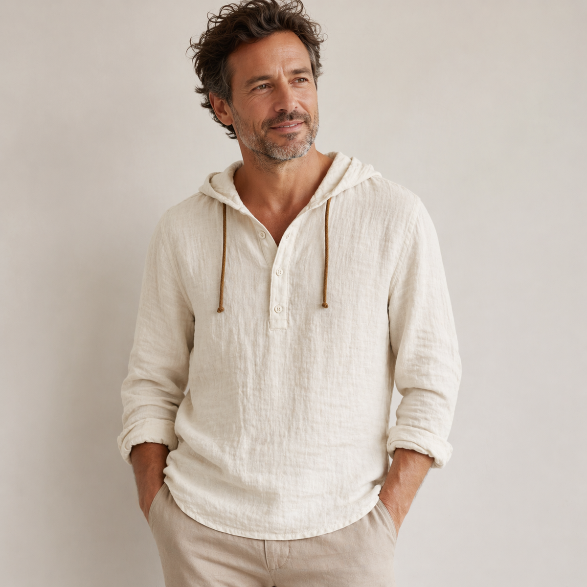 Orla | Men's Linen Shirt | Relaxed Fit, Drawstring Hood | Lightweight