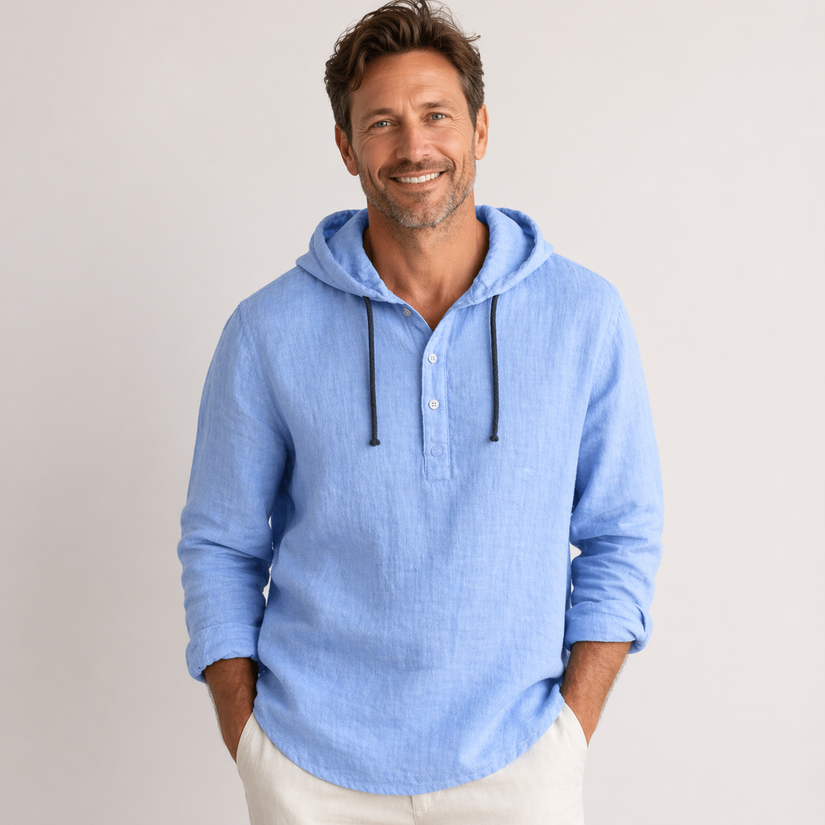 Orla | Men's Linen Shirt | Relaxed Fit, Drawstring Hood | Lightweight