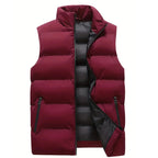 Men Quilted Vest Sleeveless Full Zip with Pockets
