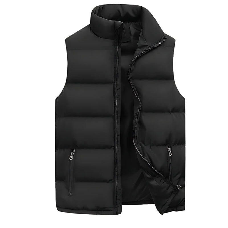 Men Quilted Vest Sleeveless Full Zip with Pockets