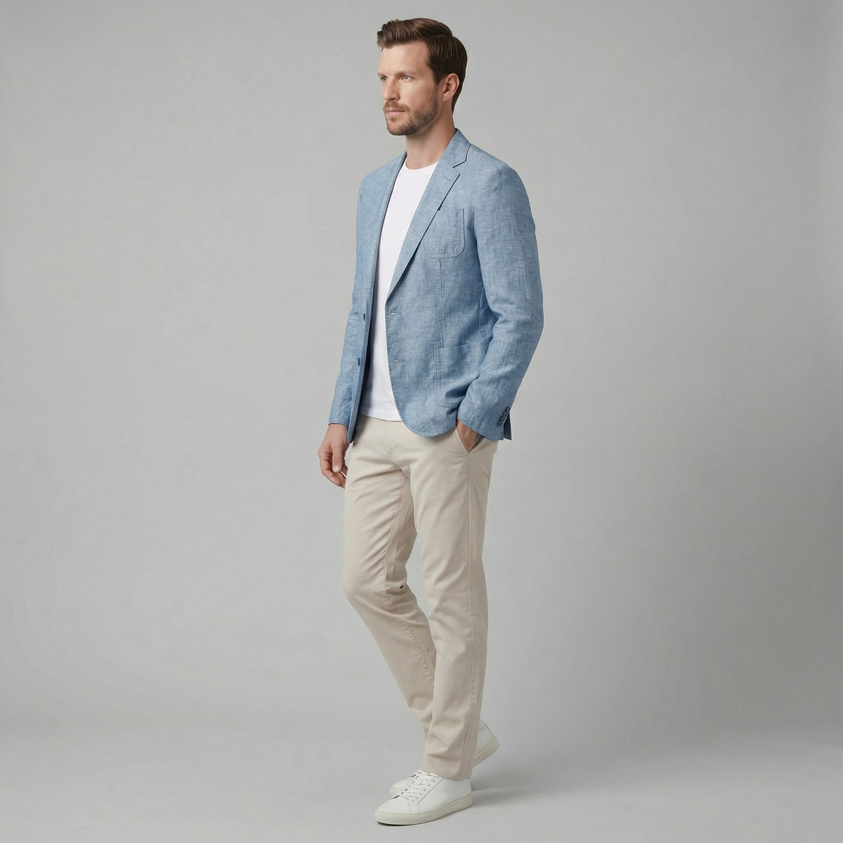 Men linen blazer lightweight tailored fit for formal events