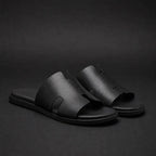 Mens Sandals Perforated H Strap Slide Open Toe Low Profile Summer
