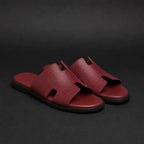 Mens Sandals Perforated H Strap Slide Open Toe Low Profile Summer
