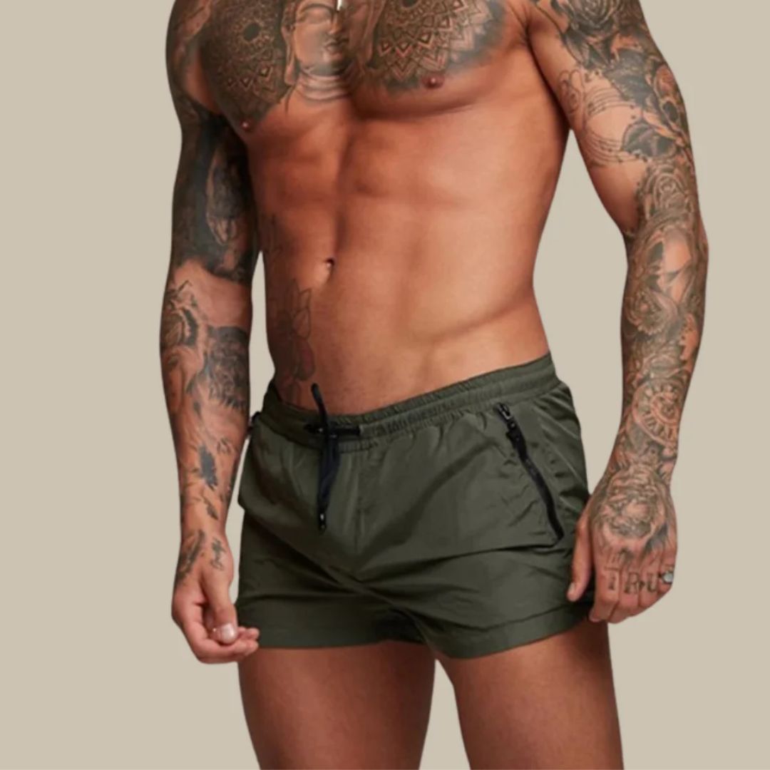 Mens Swim Shorts Quick Dry Mid Thigh Length Secure Zip Pockets