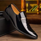 Men Patent Leather Look Loafers Block Heel
