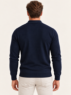 Men Polo Shirt Long Sleeve Knitted Ribbed Cuff Autumn Winter