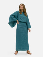Mini Dress Women Kimono Midi Minimalist Draped Silhouette Flowy Relaxed Fit