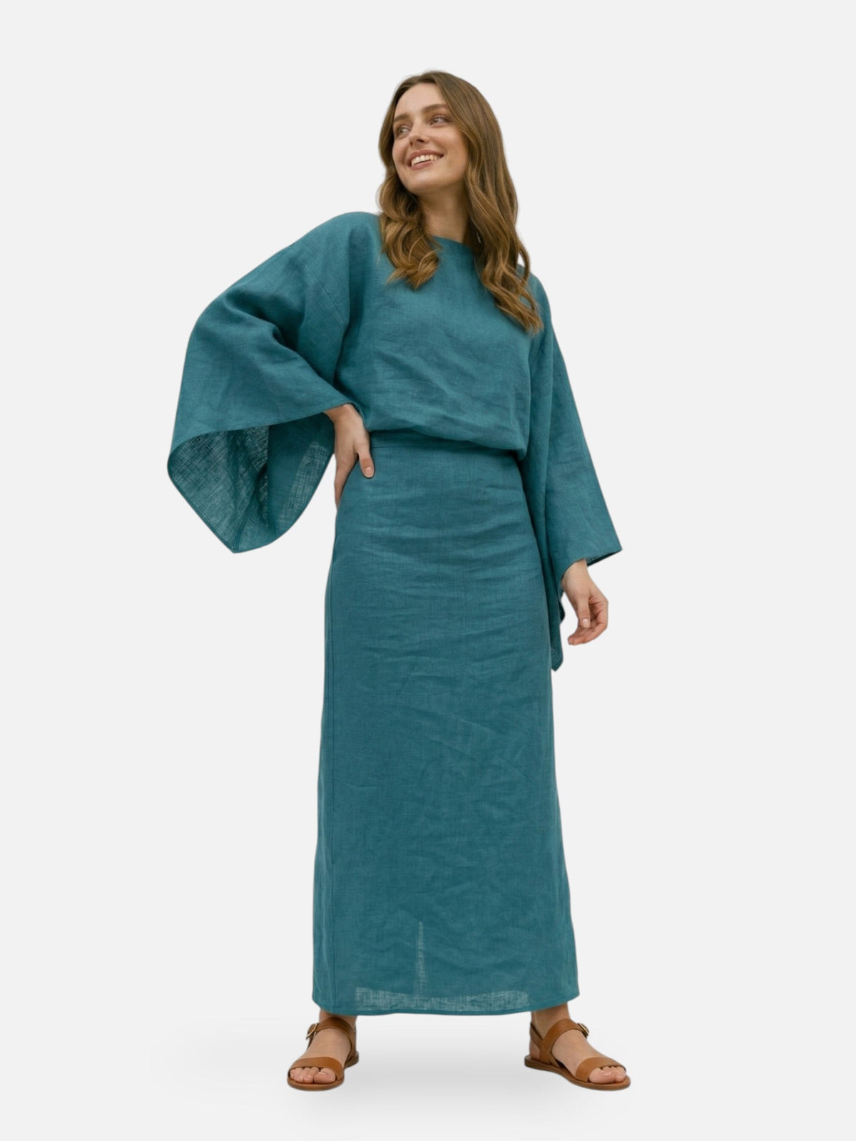 Mini Dress Women Kimono Midi Minimalist Draped Silhouette Flowy Relaxed Fit