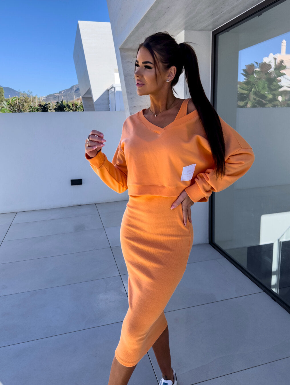 Vera | Women's Two-Piece Set | Midi Dress & Sweatshirt | All-Season