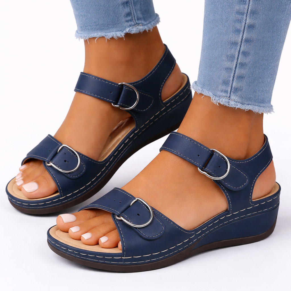 Cleo | Women's Orthopedic Sandals | Wedge Heel, Adjustable Strap | Open Toe