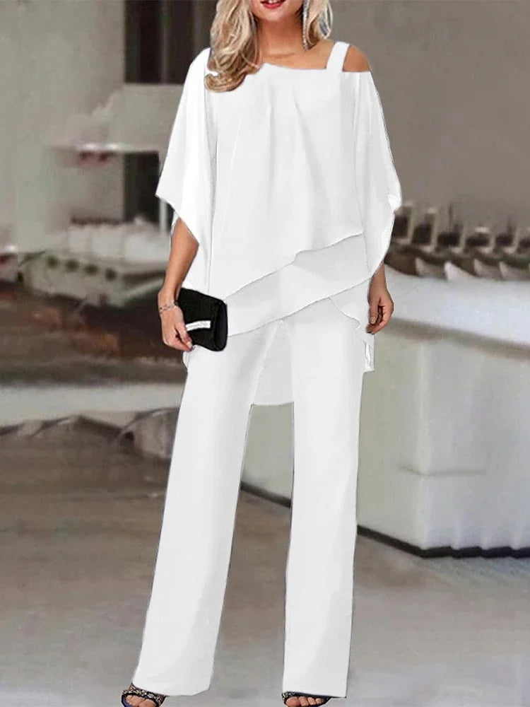 Elsa | Women's Two-Piece Set | Off-Shoulder Top & Fitted Pants