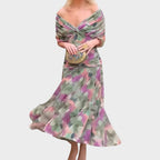 Summer Dress | Women Off Shoulder Draped Neckline Flowy Maxi Dress