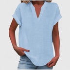 Bea | Women's V-Neck Blouse | Short Sleeve, Straight Cut | Multiple Colors