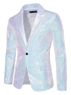 Sequin Blazer for Men Sparkly Lightweight Breathable Fabric Lapel