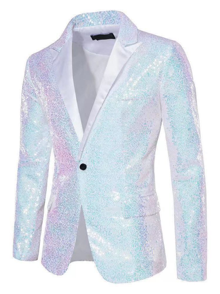 Sequin Blazer for Men Sparkly Lightweight Breathable Fabric Lapel
