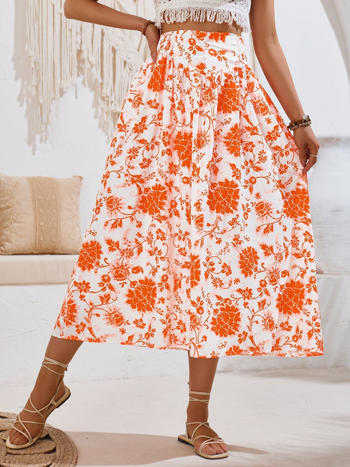 Maxi Skirt Women Floral Print Flowing Summer | Valentina