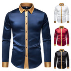 Satin Shirt | Men's Elegant Long Sleeve Shirt with Satin Details