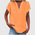 Bea | Women's V-Neck Blouse | Short Sleeve, Straight Cut | Multiple Colors