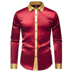 Satin Shirt | Men's Elegant Long Sleeve Shirt with Satin Details