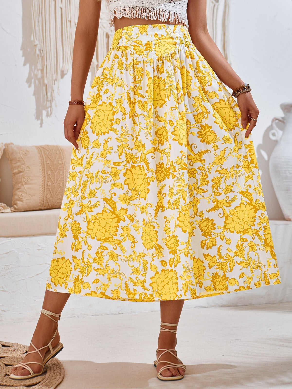 Maxi Skirt Women Floral Print Flowing Summer | Valentina