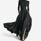 Women High Waist Maxi Skirt Side Slit