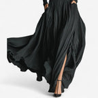 Women High Waist Maxi Skirt Side Slit