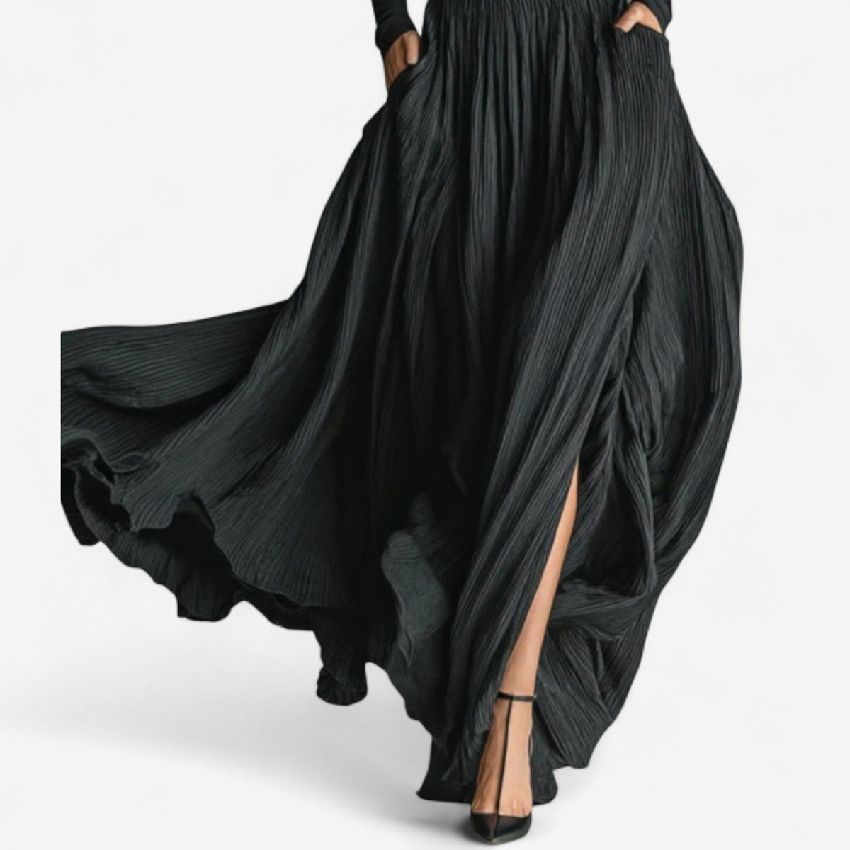 Women High Waist Maxi Skirt Side Slit