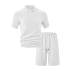 Men Shorts Set Breathable Textured Polo 2 Piece | Selene