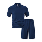 Men Shorts Set Breathable Textured Polo 2 Piece | Selene