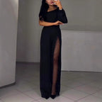 Women Sequin Panel One Shoulder Jumpsuit Wide Leg