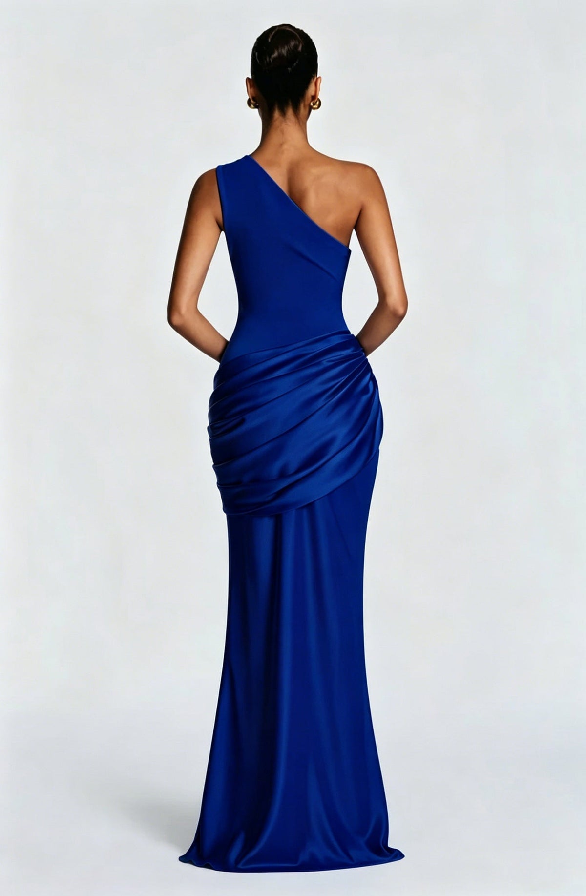 Long Maxi Dress Women One Shoulder Asymmetric Neckline Draped