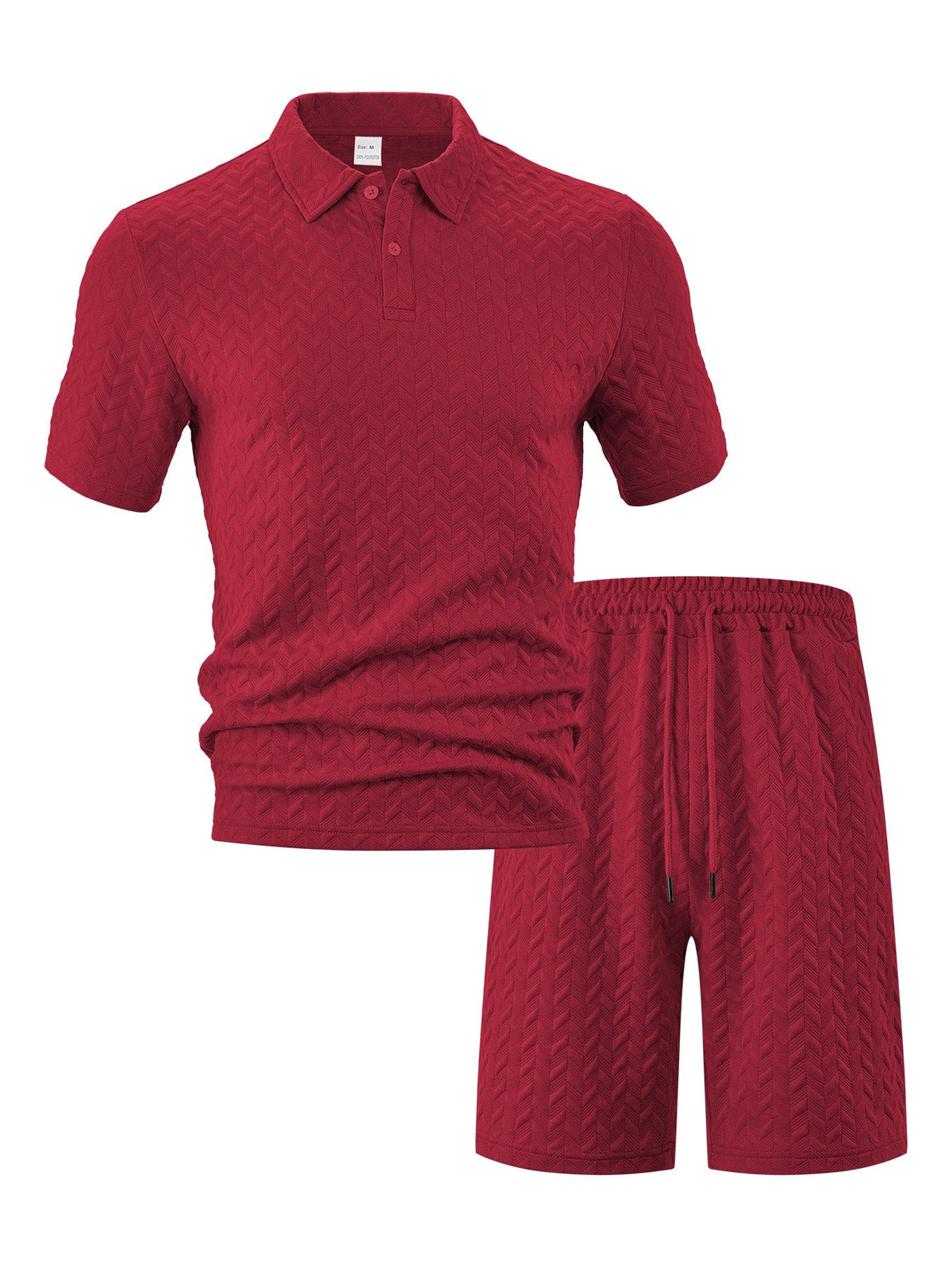 Men Shorts Set Breathable Textured Polo 2 Piece | Selene